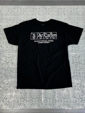 Men's Black Graphic 'Sarcasm' Short Sleeve T‑Shirt Size Large